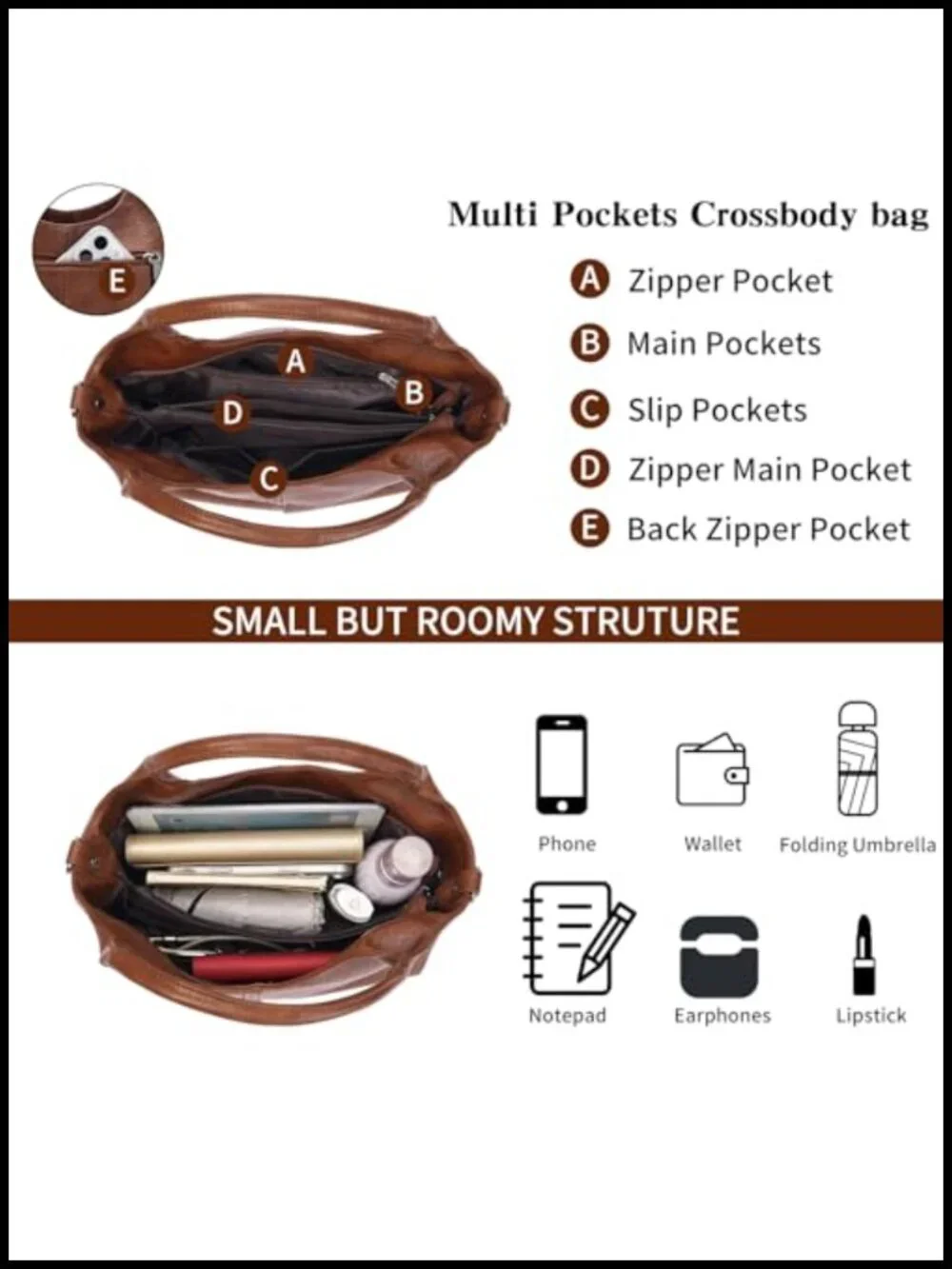 Soft Vegan Leather Hobo Crossbody Satchel Tote Bag with Top Handle